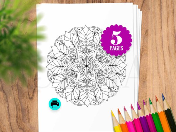 [Set A] Floral Mandala Coloring Pages for Beginner Adults